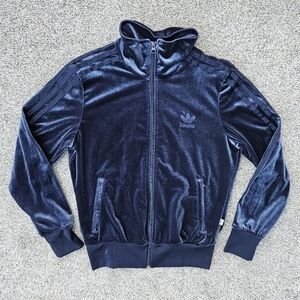 Adidas Originals Firebird Velvet Luxe Track Jacket Dark Navy Velour Womens Small